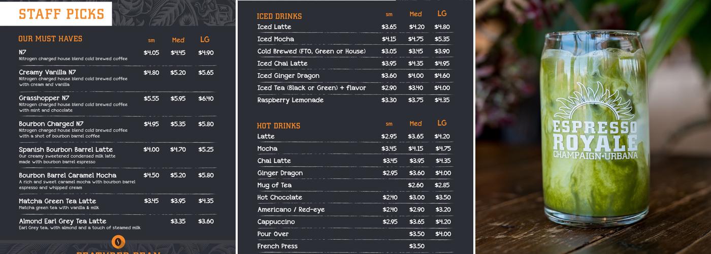 Espresso Royale Grainger Engineering Library Menu