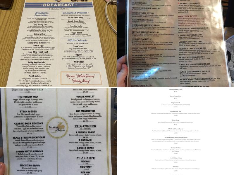Meister's Bar & Grill Menu