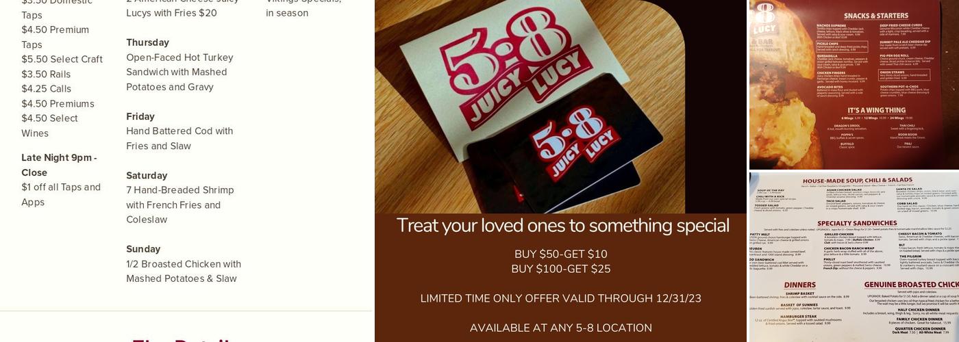 5-8 Grill & Bar Menu