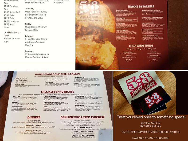 5-8 Grill & Bar Menu