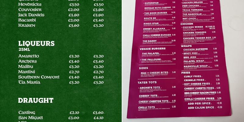 The Irish House Menu