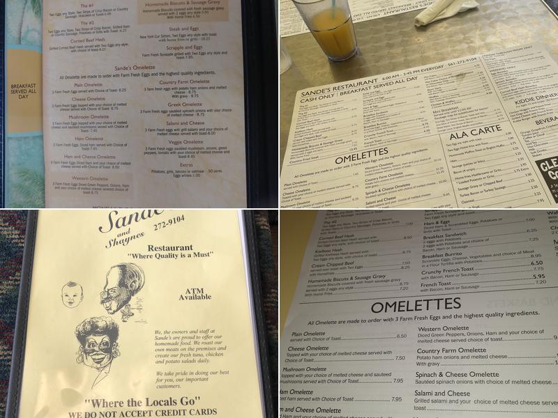 Sande's Restaurant Menu