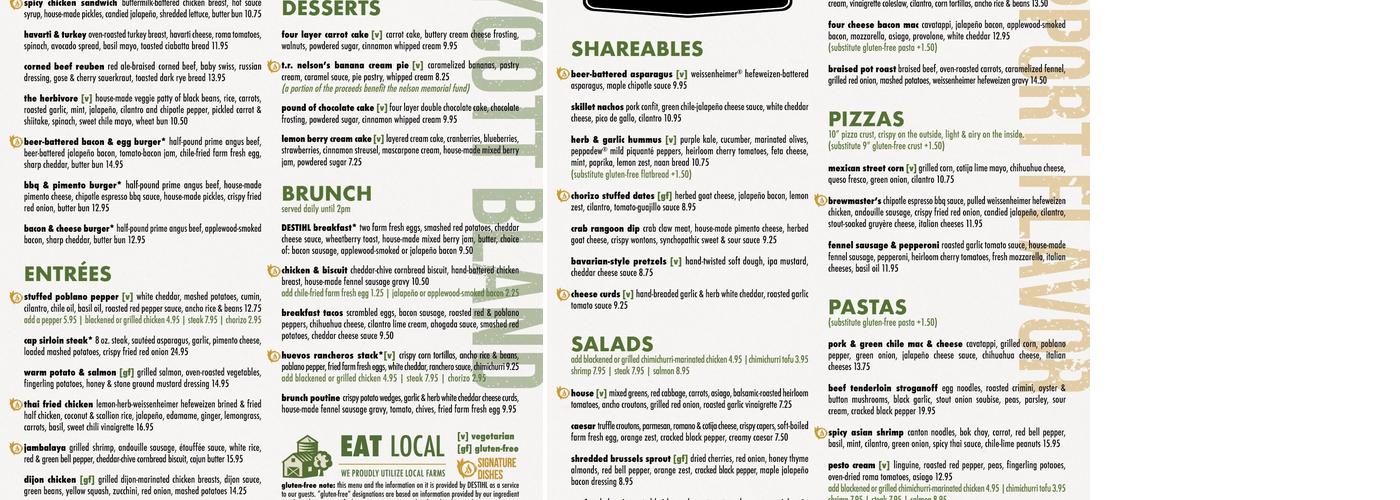 DESTIHL Restaurant & Brew Works Menu