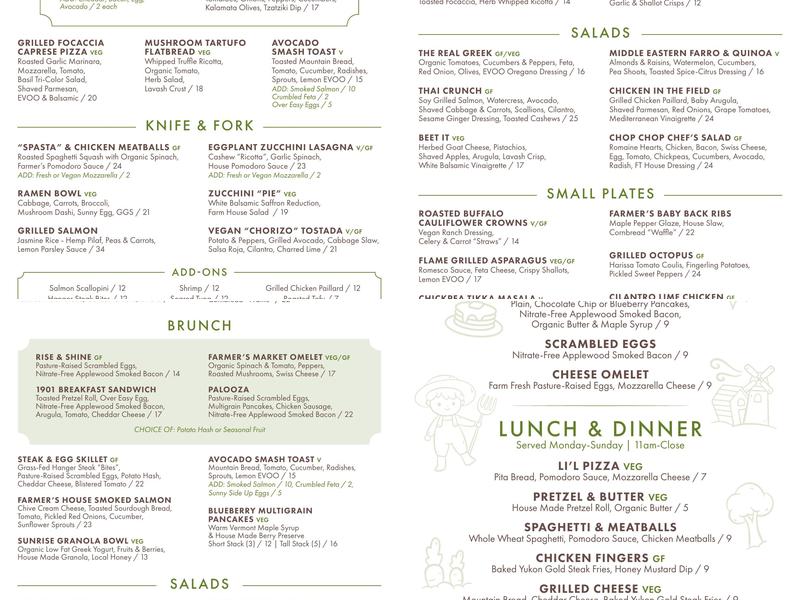 Farmer's Table Menu