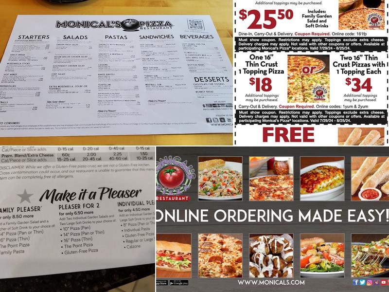 Monical's Pizza Menu