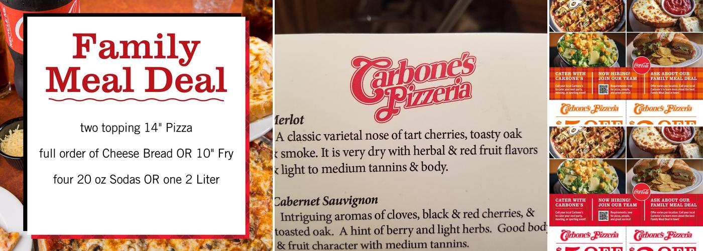 Carbone's Pizzeria Menu