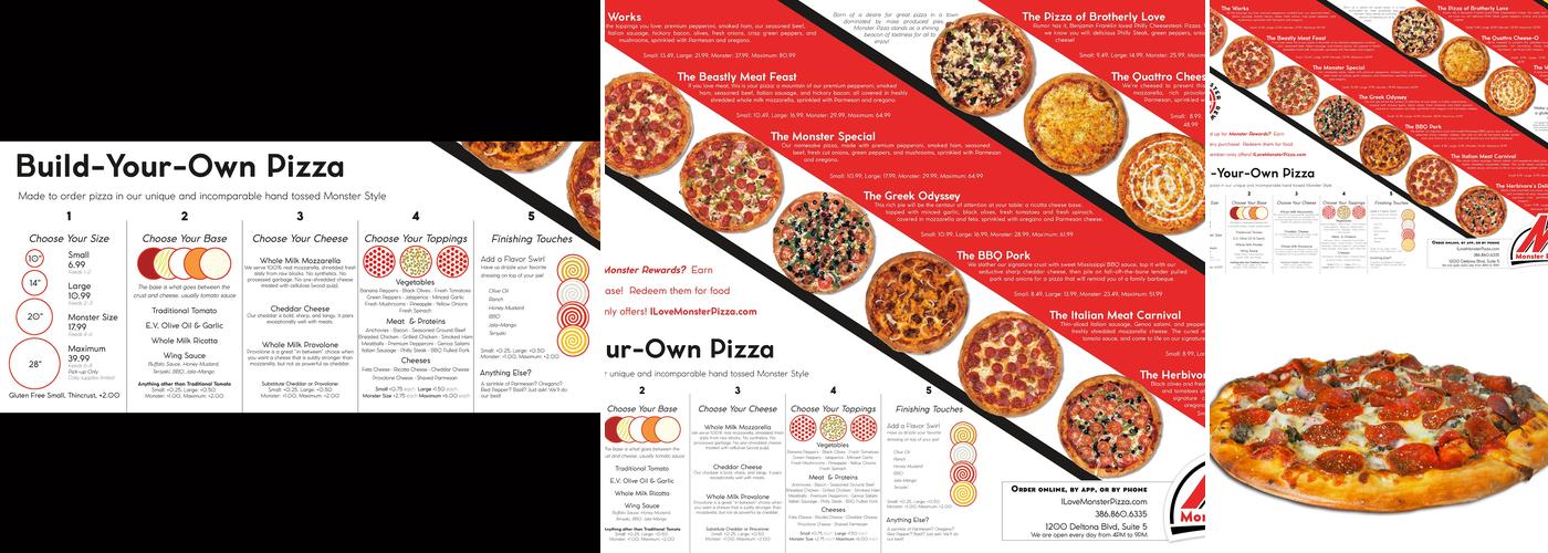 Monster Pizza Menu