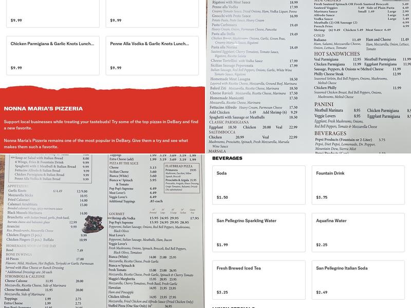 Nonna Maria's Pizzeria Menu