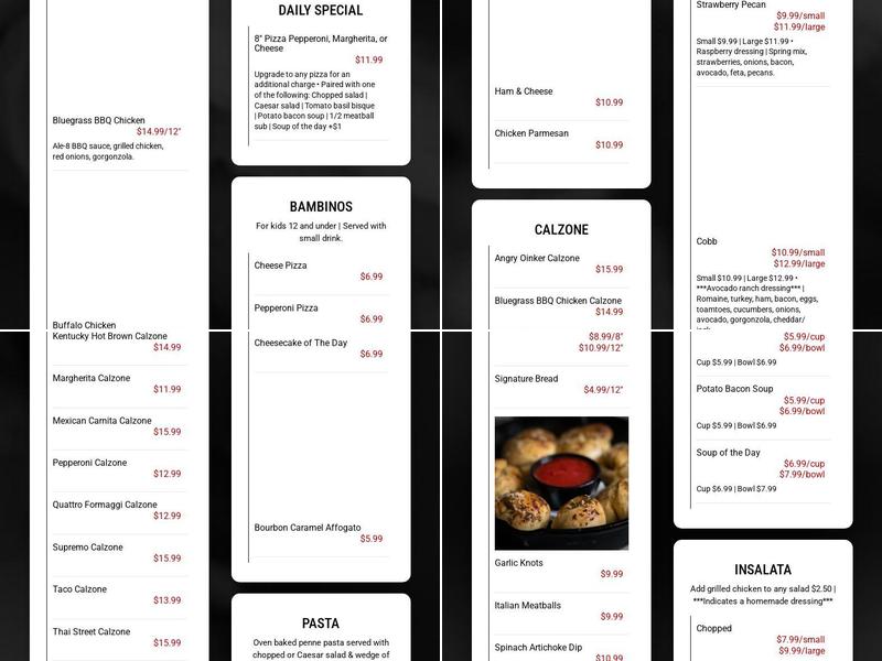 Tomatoes & Flames Menu