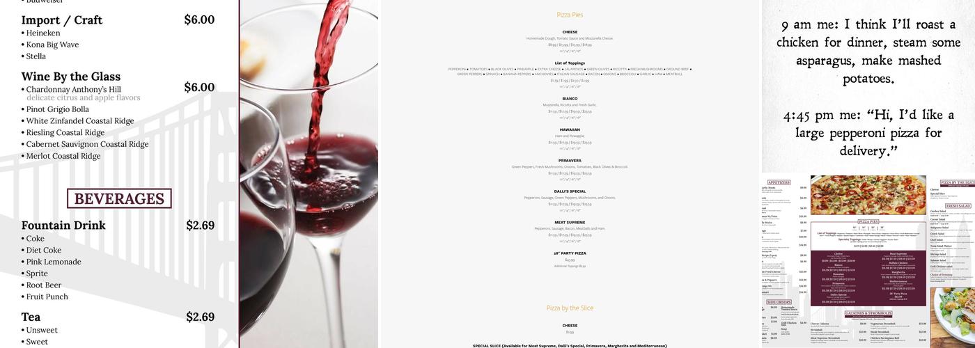 Dalli's Pizzeria Menu