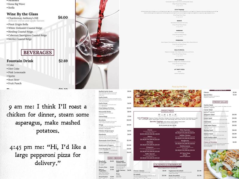 Dalli's Pizzeria Menu