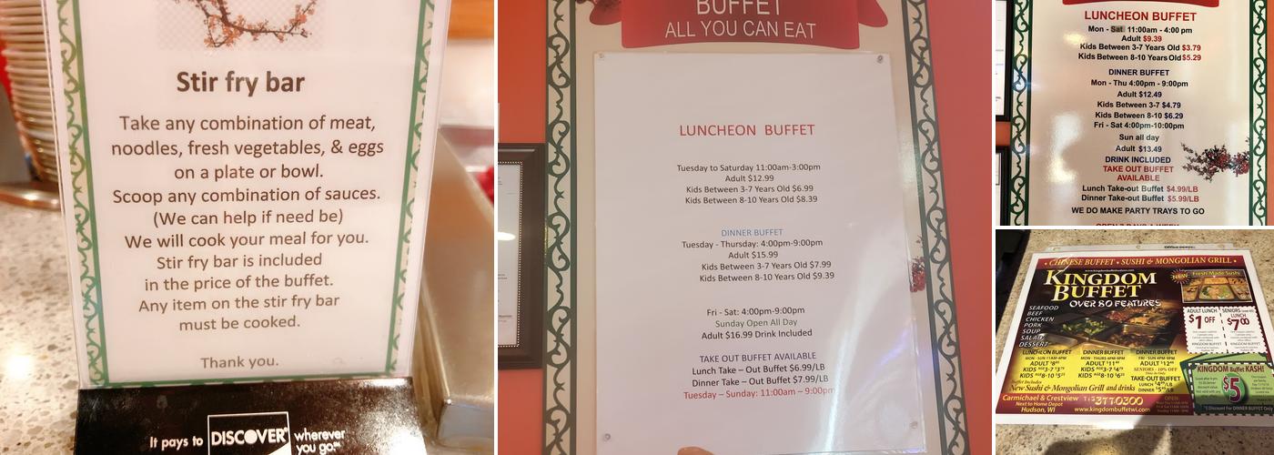 Kingdom Buffet Menu