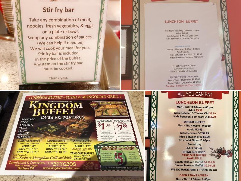 Kingdom Buffet Menu