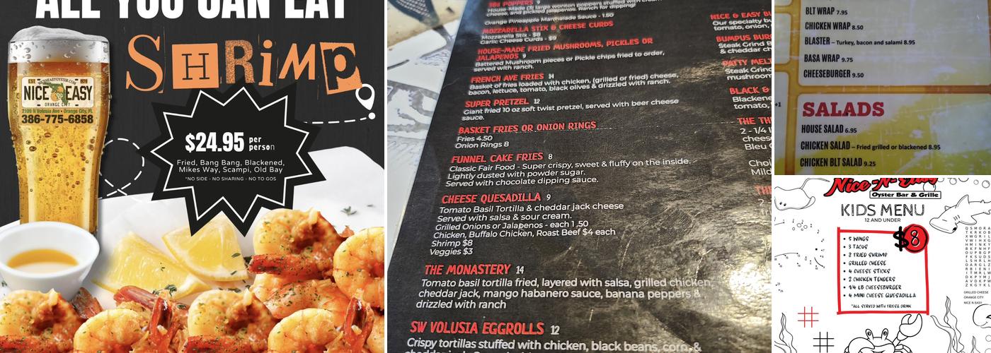 Nice N Easy Oyster Bar & Grille Menu