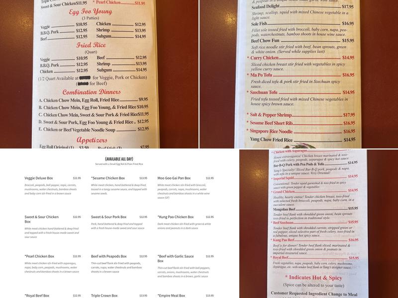 Yang's Chinese Restaurant Menu