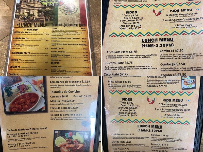 TAQUERIA JALISCIENSE BAES Menu