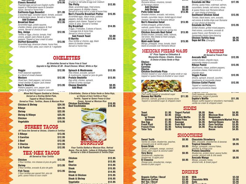 Neri’s Cafe And Mexican Grill Menu