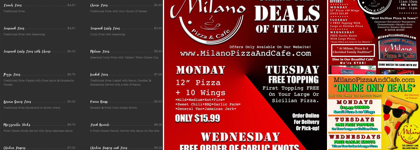 Milano Pizza & Cafe Menu