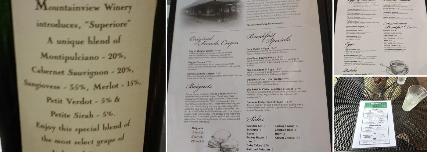 Woodbury Station Cafe Menu