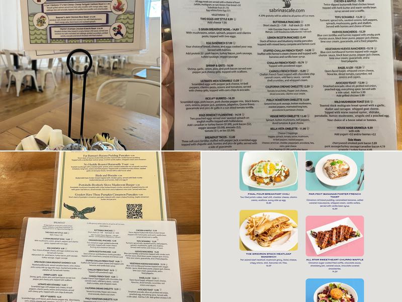 Sabrina's Cafe Menu