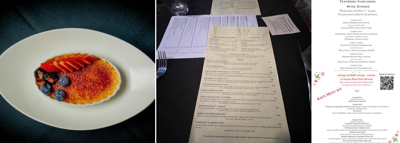 Cress Restaurant Menu