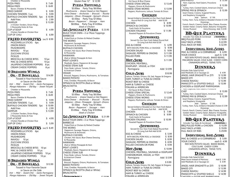 Teenie Hut Jr's Menu