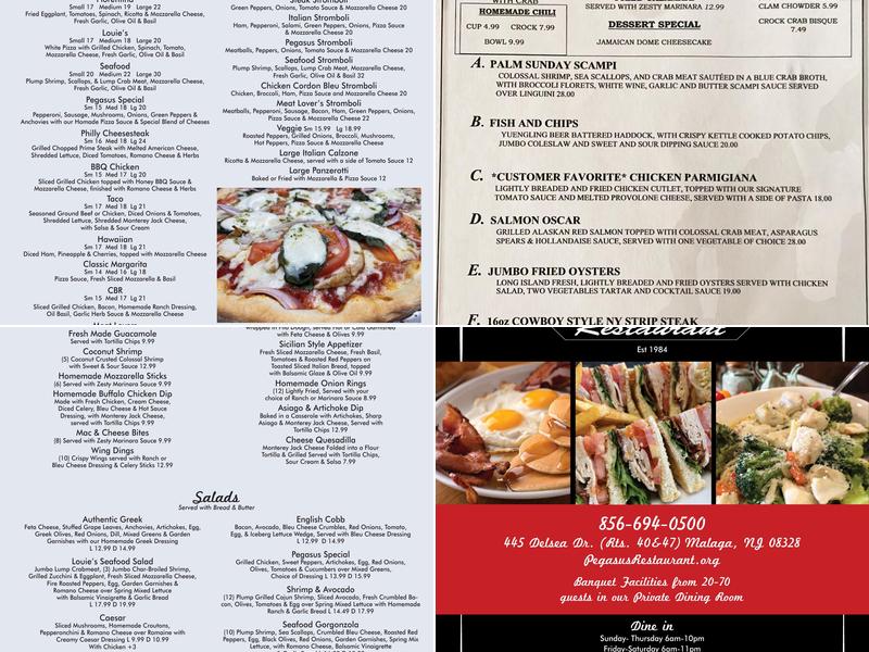 Pegasus I Restaurant Menu