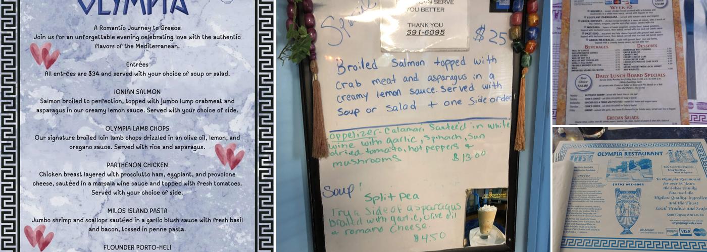 Olympia Restaurant Menu