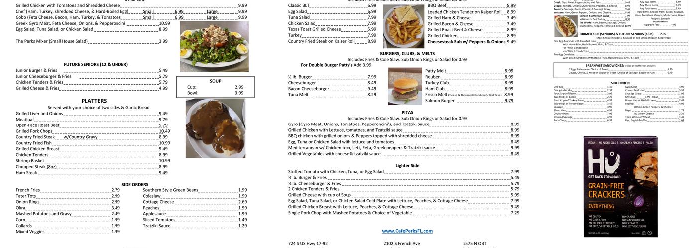 Cafe Perks Menu