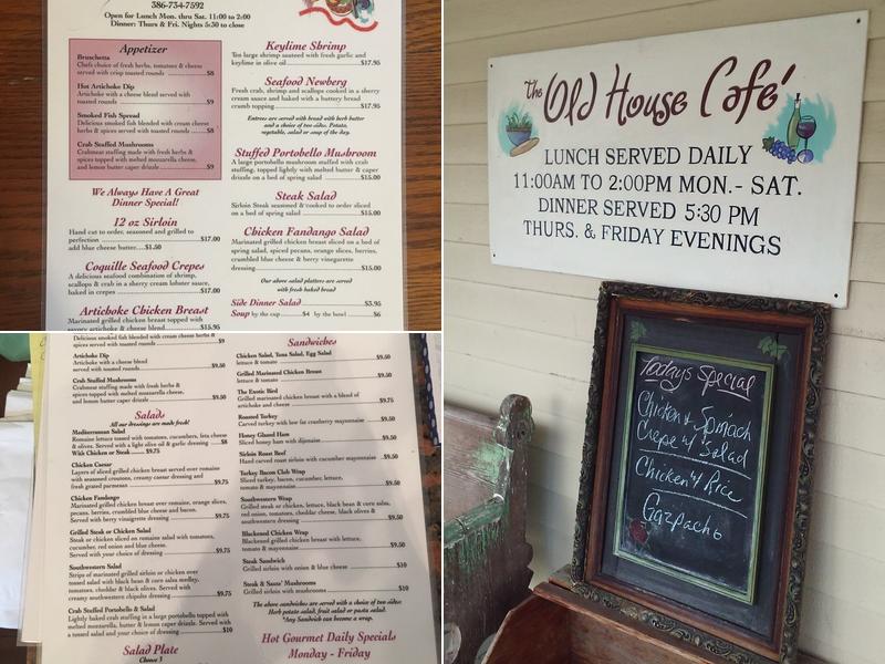 The Old House Cafe Menu