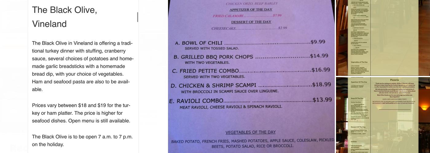 Black Olive Restaurant & Pizzeria Menu