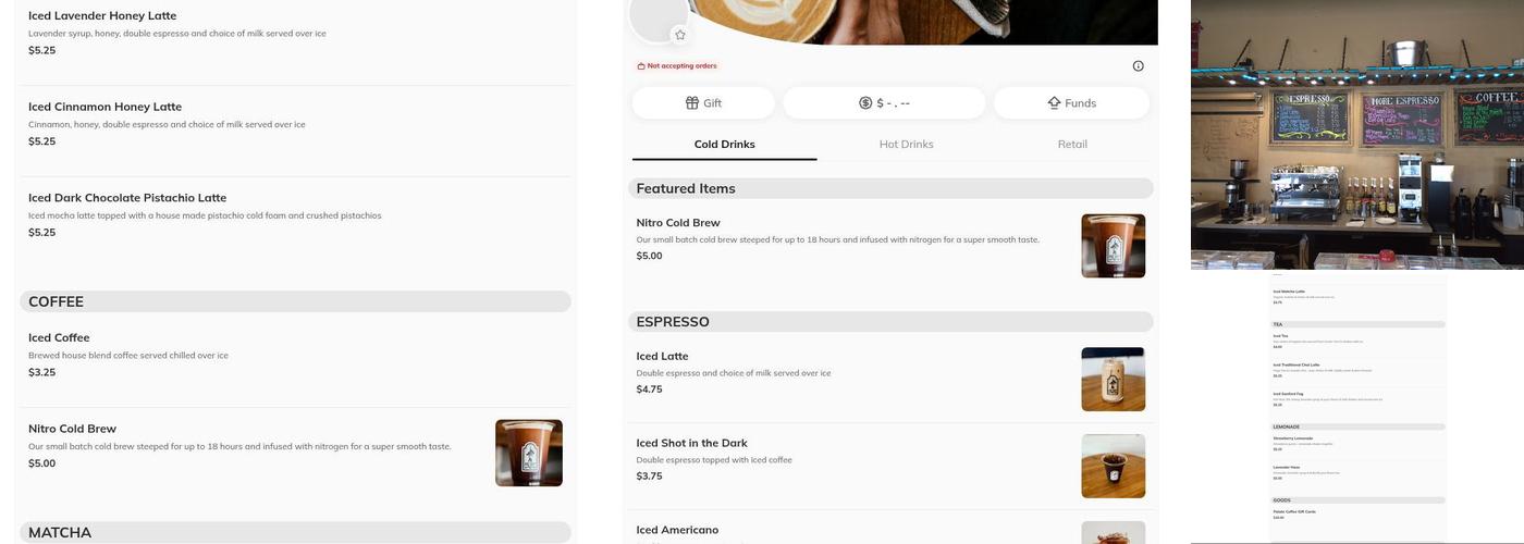 Palate Coffee Roasters Menu