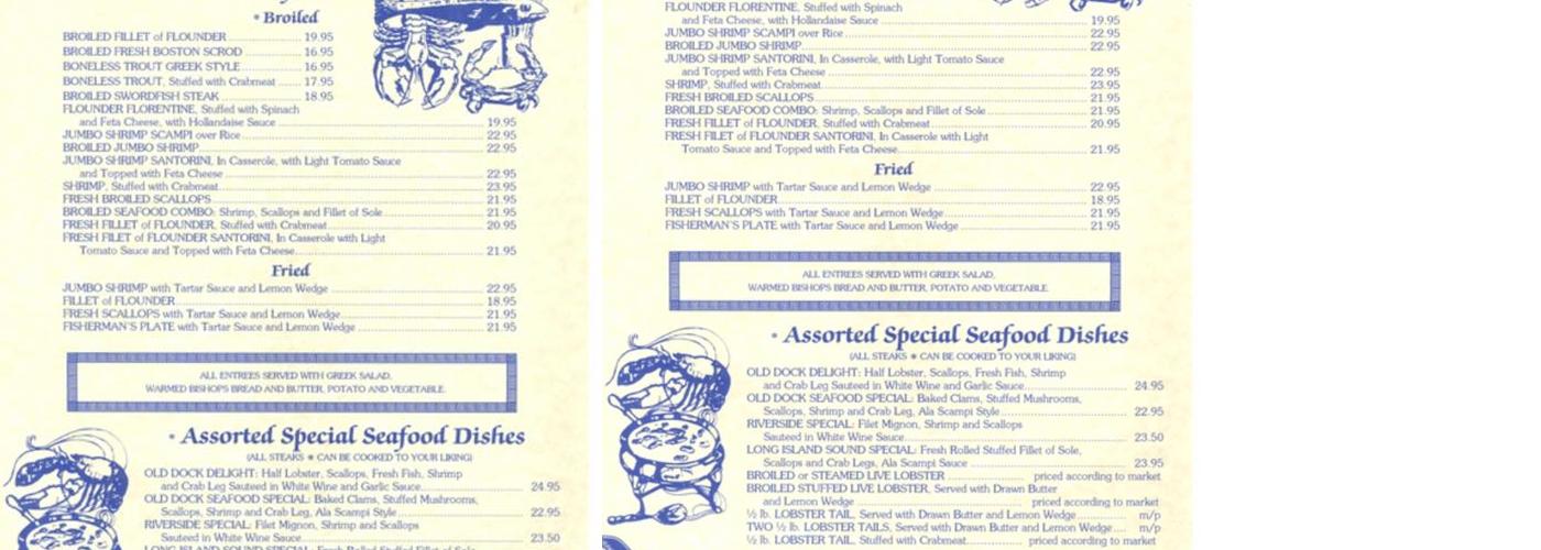 Old Dock Inn Menu