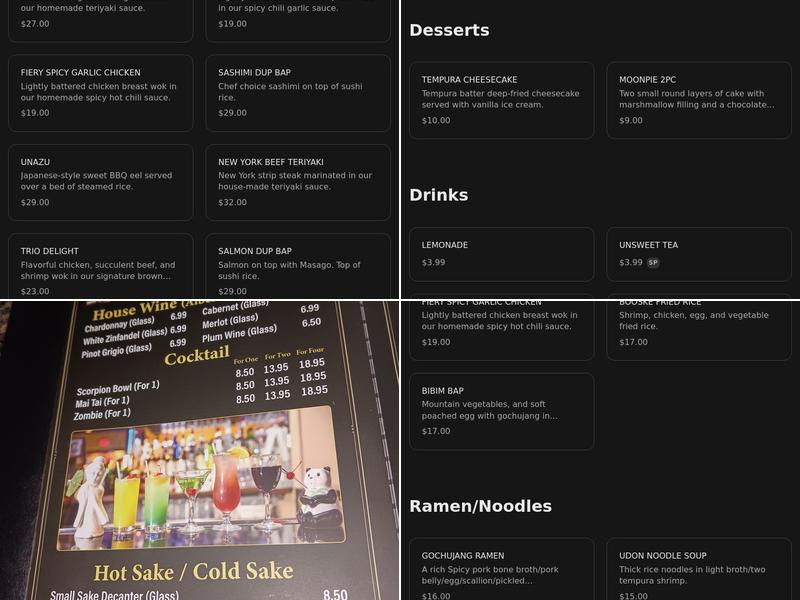 The Sg korea restaurant Menu