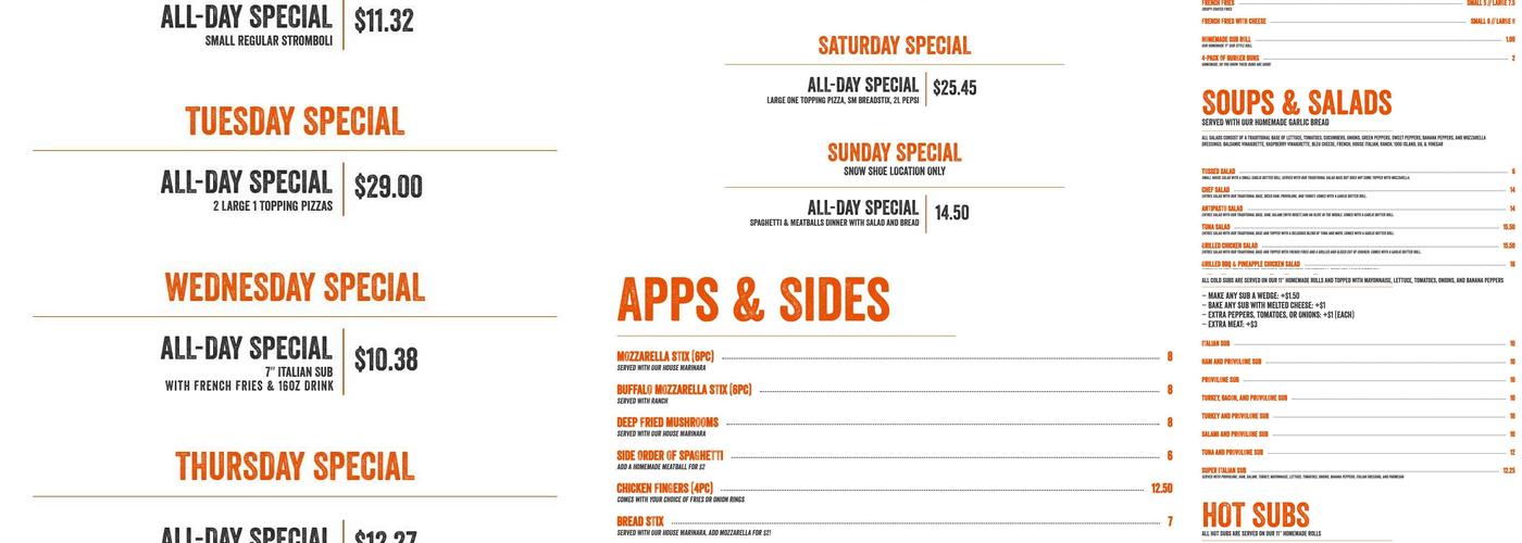 Original Brothers Pizza of Stormstown Menu