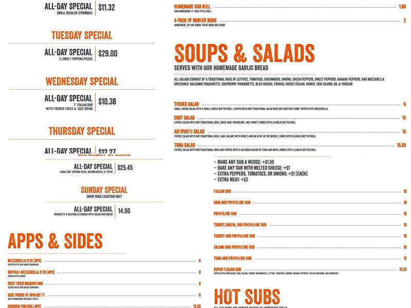 Original Brothers Pizza of Stormstown Menu