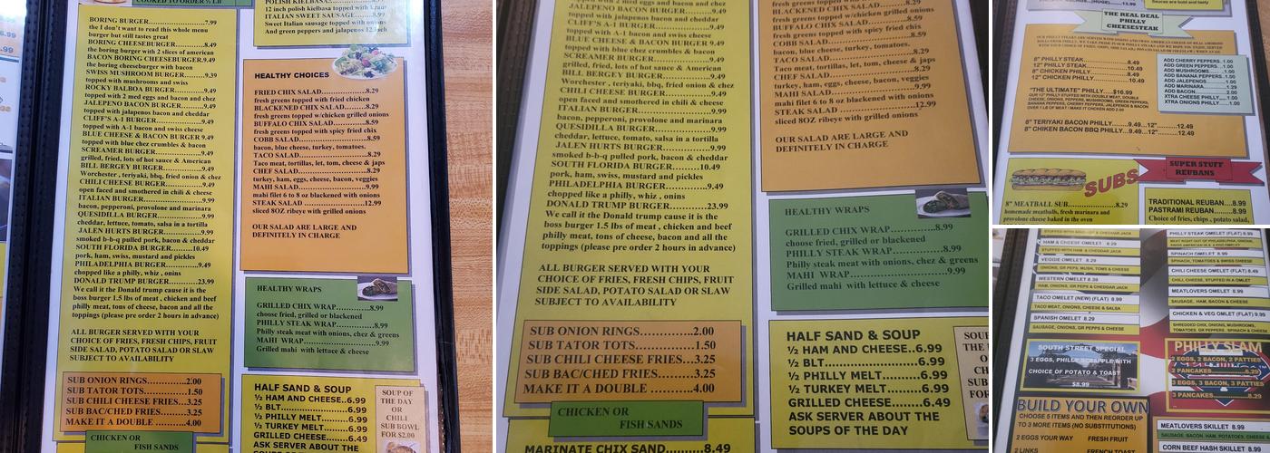 Philly Diner Menu