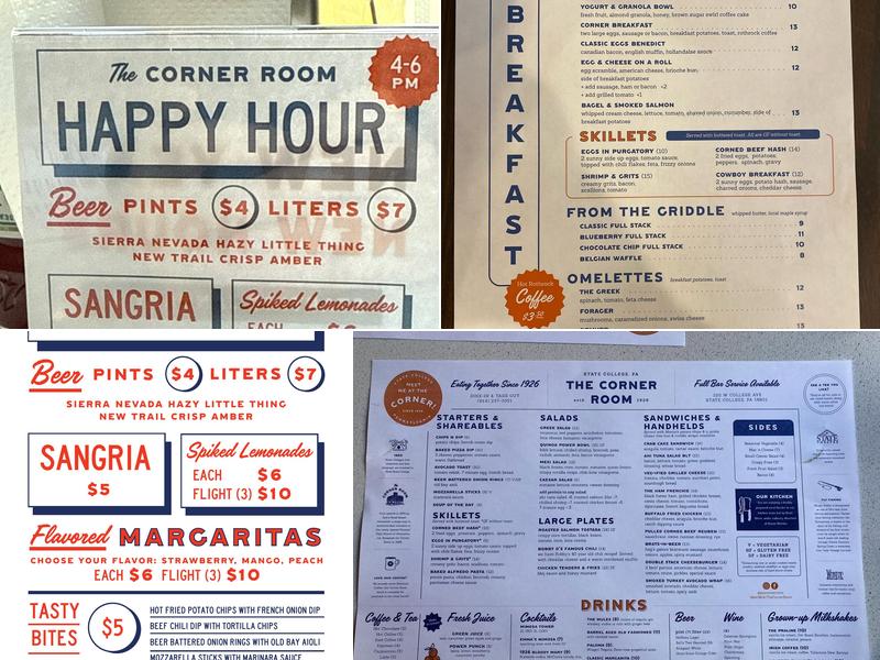 The Corner Room Menu