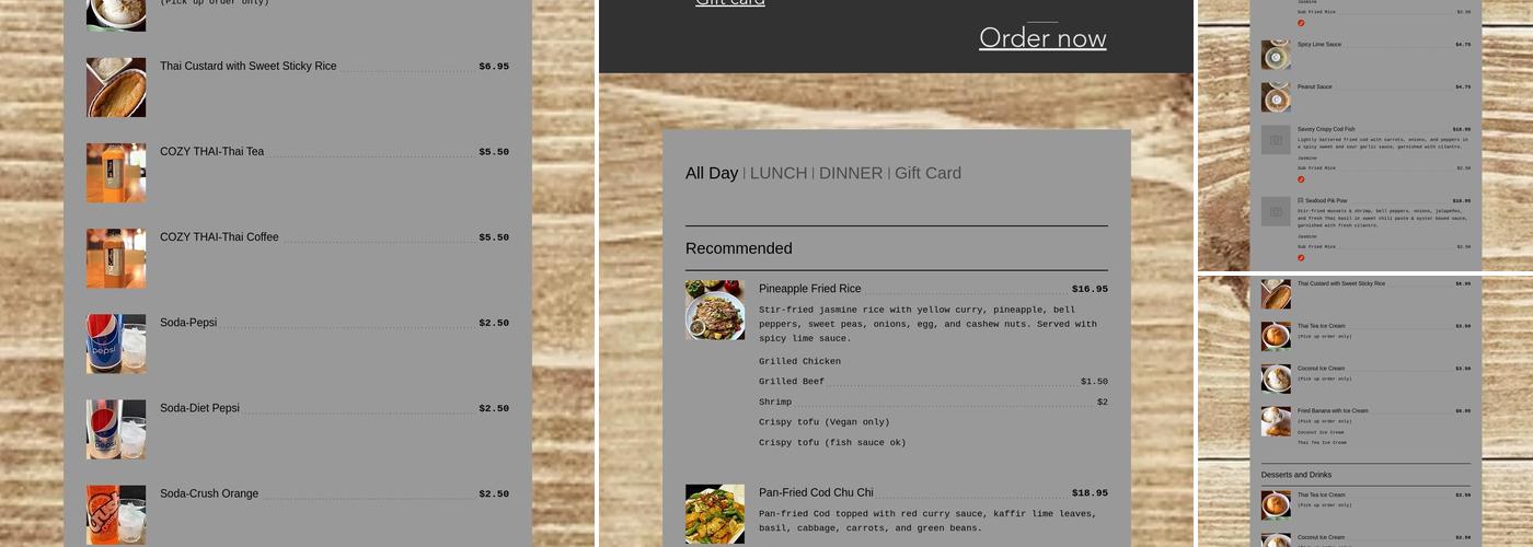 Cozy Thai Bistro Menu
