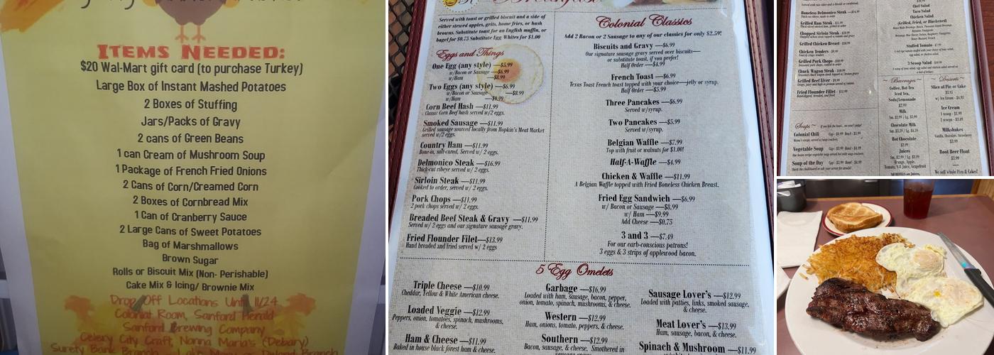 Colonial Room Restaurant Menu