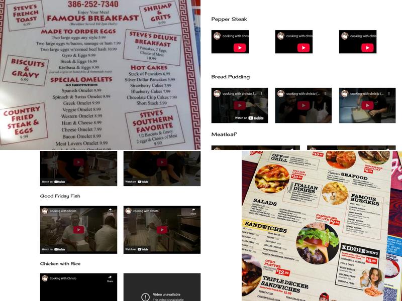 Steve's Famous Diner Menu