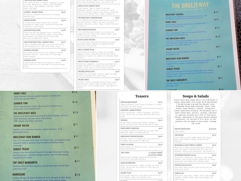 The Breezeway Restaurant & Bar Menu