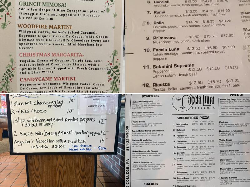 Faccia Luna Pizzeria Menu