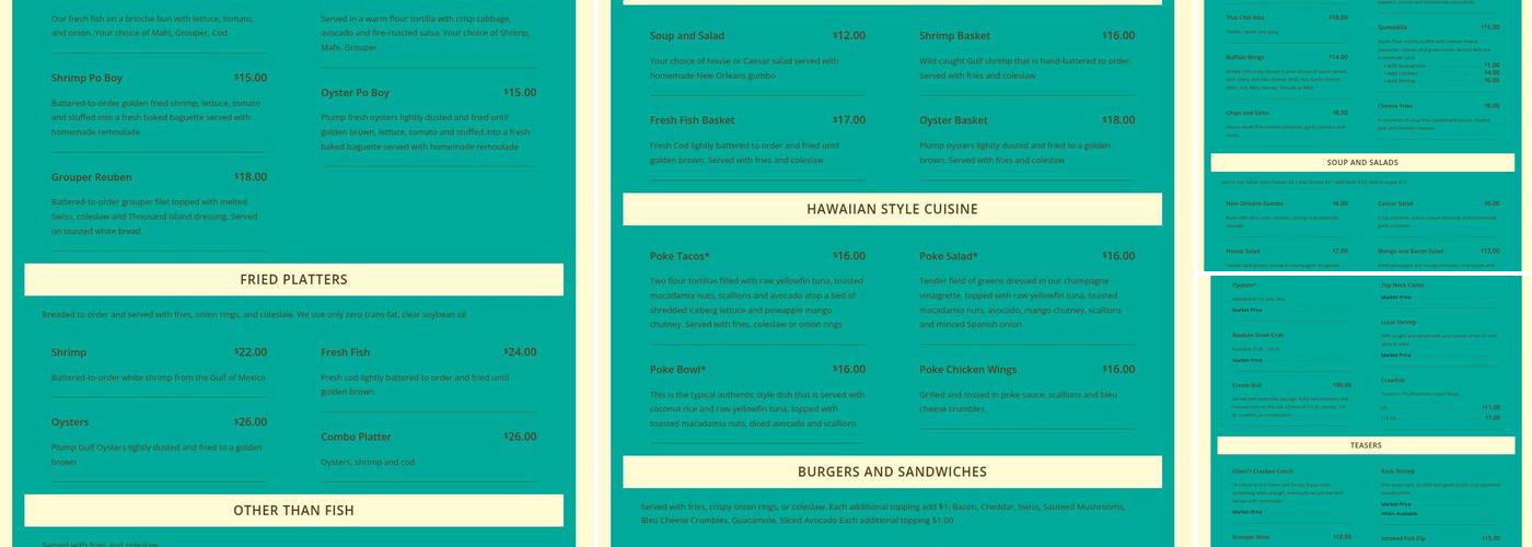 Off the Hook Raw Bar & Grill Menu