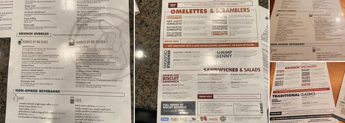 Another Broken Egg Cafe Menu