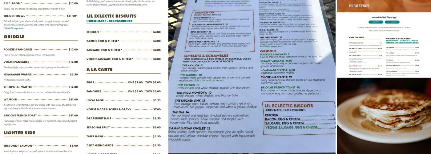 Café Eclectic Menu