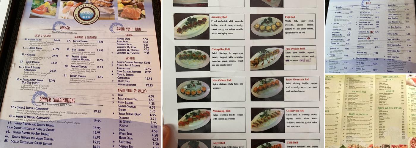 Fuji Cafe Menu