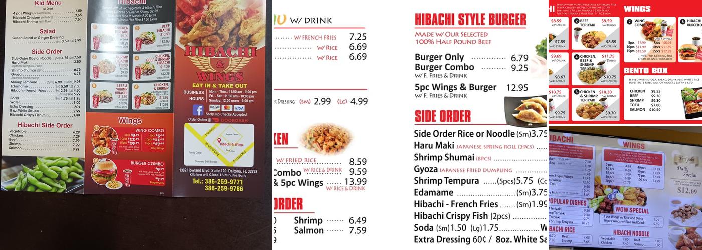 Hibachi & Wings Menu