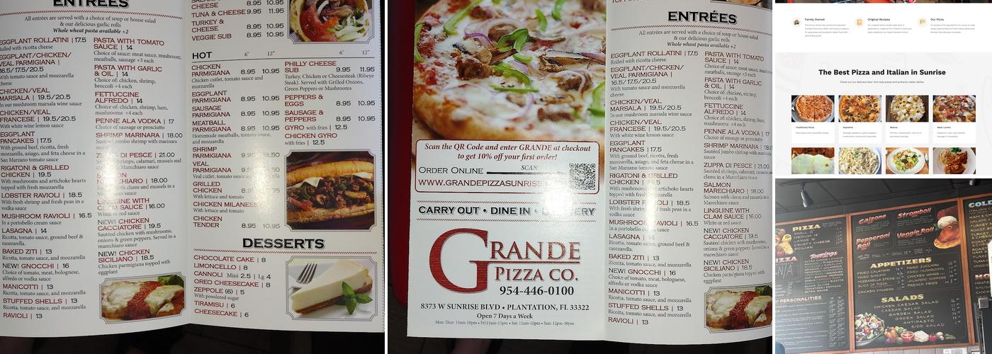 Grande Pizza Menu