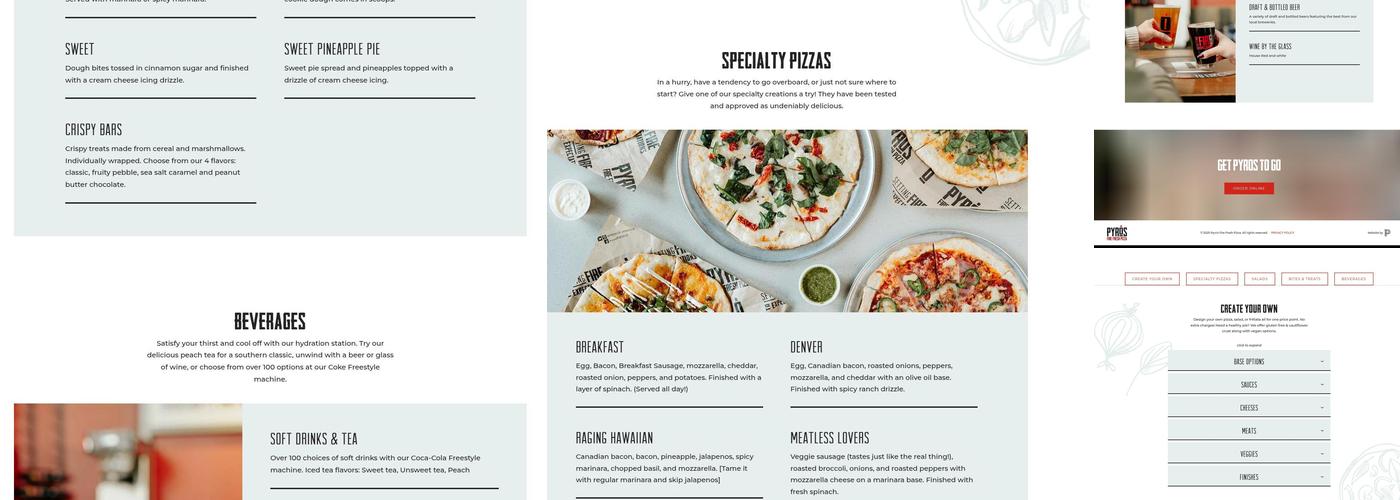 Pyro's Fire Fresh Pizza Menu